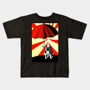 Bulldog and Umbrella Abstract Artwork - Colorful and Unique Design Kids T-Shirt